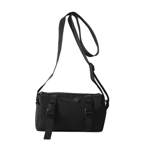 PLCPDM Damen Herren Casual Leichte Nylon Schultertasche Toast Form Tasche Verstellbare Crossbody Tasche Geldbörse für Reisen Schule College, Schwarz von PLCPDM