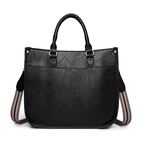 PLCPDM Damen-Umhängetasche, geräumig und leicht zu reinigen, große und praktische Tasche, elegante Tasche, große Handtasche, ideal zum Einkaufen, Schwarz von PLCPDM