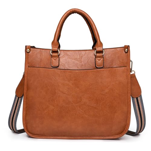 PLCPDM Damen-Umhängetasche, geräumig und leicht zu reinigen, große und praktische Tasche, elegante Tasche, große Handtasche, ideal zum Einkaufen, braun von PLCPDM
