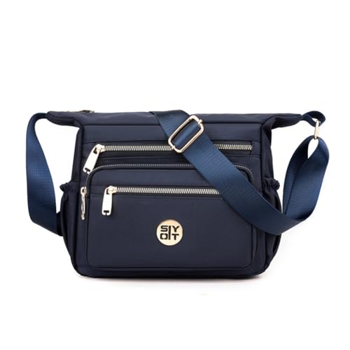 PLCPDM Damen-Umhängetasche mit mehreren Taschen, Nylon, Reisetasche, Kuriertasche, lässig, leicht, für Mütter, dunkelblau von PLCPDM