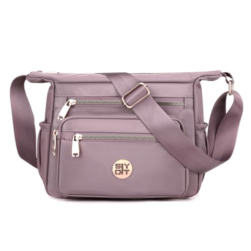 PLCPDM Damen-Umhängetasche mit mehreren Taschen, Nylon, Reisetasche, Kuriertasche, lässig, leicht, für Mütter, violett von PLCPDM