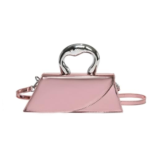 PLCPDM Damen-Umhängetasche mit silberfarbenem Griff, PU-Leder, Umhängetasche, Kuriertasche, Handtasche und Geldbörse, Clutch, rose von PLCPDM