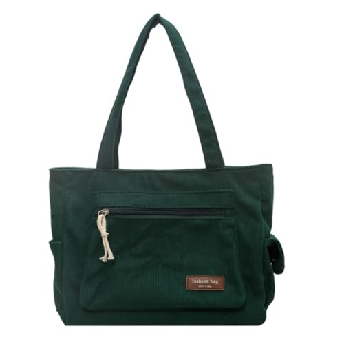 PLCPDM Damentasche mit großem Fassungsvermögen, modische Cord-Handtaschen, Mädchen, legere Umhängetasche, Schultasche, Reisetasche, grün von PLCPDM