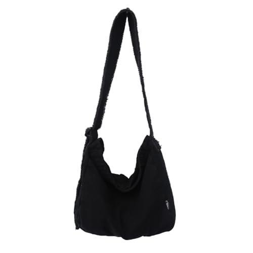 PLCPDM Grunge-Tasche für Damen, lässige Umhängetasche, große Kapazität, Umhängetasche, Schultasche, Segeltuch, Kuriertasche, Einkaufstasche, Schwarz von PLCPDM
