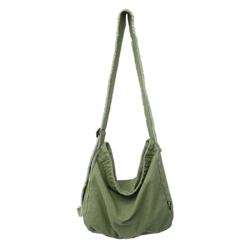 PLCPDM Grunge-Tasche für Damen, lässige Umhängetasche, große Kapazität, Umhängetasche, Schultasche, Segeltuch, Kuriertasche, Einkaufstasche, grün von PLCPDM