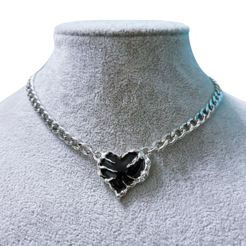 PLCPDM Halskette mit Herz-Anhänger aus Legierung, fein poliert, verstellbare Kette, zarter Herzanhänger, Halsschmuck für Fashioniasten, Wie abgebildet von PLCPDM