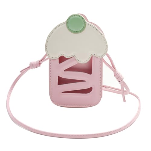 PLCPDM Kleine Damen-Umhängetasche, PU-Leder, niedliches Eiscreme-Crossbody-Tasche, modisch, ausgehöhlt, Kuriertasche für den täglichen Gebrauch, rose von PLCPDM