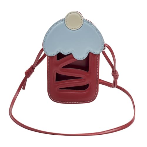 PLCPDM Kleine Damen-Umhängetasche, PU-Leder, niedliches Eiscreme-Crossbody-Tasche, modisch, ausgehöhlt, Kuriertasche für den täglichen Gebrauch, rot von PLCPDM
