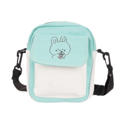 PLCPDM Kleine Umhängetasche für Damen, lässige Umhängetasche, Cartoon-Druck, Kuriertasche, modische Handytasche, einfache Handtasche, grün, No badge von PLCPDM