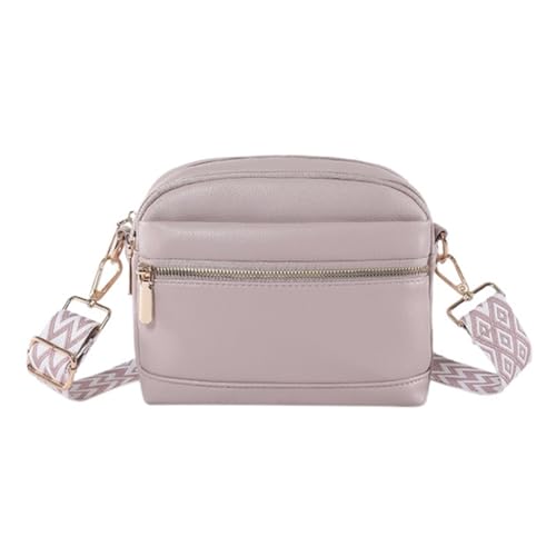 PLCPDM Ledertasche, breites Band, große Kapazität, Kuriertasche, weiche Schultertaschen für Mädchen und Frauen, Crossbody-Tasche, violett von PLCPDM