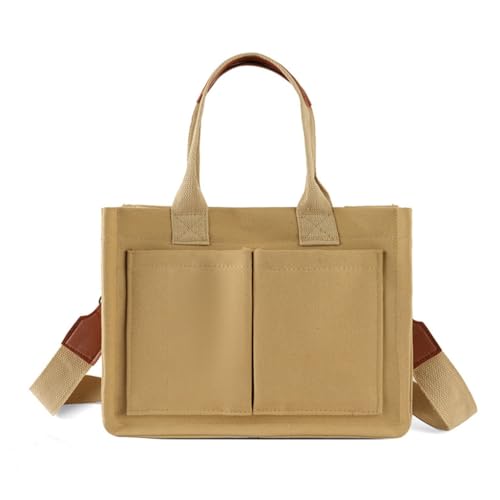 PLCPDM Messenger Bag Large Capacity School Bag Canvas Crossbody Shoulder Bags Fashion Bags for Girl Women Handbag, khaki von PLCPDM