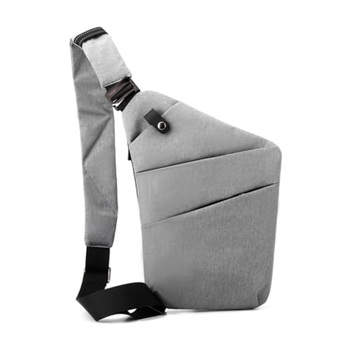 PLCPDM Modische Crossbody-Tasche, Gürteltasche, große Kapazität, für Erwachsene, Brusttasche, spritzwassergeschützt, über der Schultertasche, grau, Left shoulder von PLCPDM