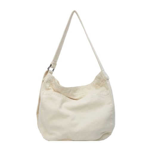 PLCPDM Modische Umhängetasche, große Kapazität, Messenger-Tasche, Segeltuch, Umhängetasche, Schultasche, Büchertasche für Mädchen, Studenten, beige von PLCPDM