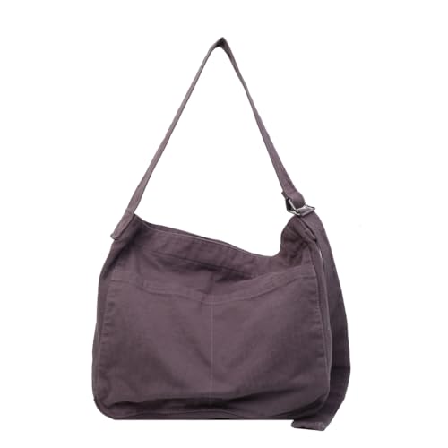 PLCPDM Modische Umhängetasche, große Kapazität, Messenger-Tasche, Segeltuch, Umhängetasche, Schultasche, Büchertasche für Mädchen, Studenten, violett von PLCPDM