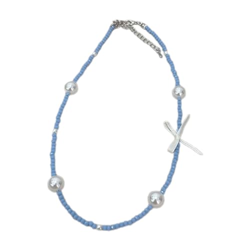 PLCPDM Süße, coole Bowknot-Halskette, Perlen, Kristall, Perlen, Halsband, Halskette, einfache Schlüsselbeinkette, modischer Halsschmuck, Wie abgebildet von PLCPDM