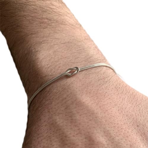 PLCPDM Verstellbare Edelstahl-Halskette, Ringe, Armband, Knoten, geschichtete Schlüsselbein-Kette, geeignet für jedes Outfit, Bracelet, Wie abgebildet von PLCPDM
