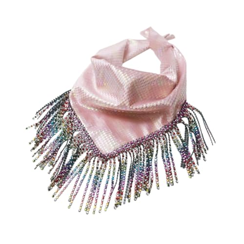Quadratischer Schal mit Strass Fransen Bandana Bachelorette Modische Kopfbedeckung für Nachtclub und Musikfestival, Wie abgebildet von PLCPDM