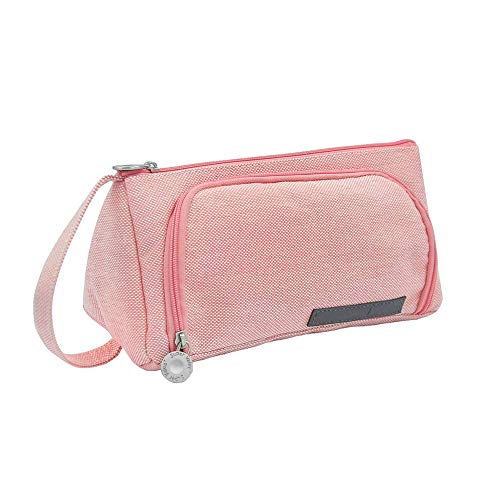 PLECUPE Federmäppchen, Multifunktions Federmäppchen Super große Briefpapier-Beutel, Studenten Stationäre Halter Case, Leinwand Federtasche Mäppchen mit Reißverschluss Schule Büro Bürobedarf, Rosa#2 von PLECUPE