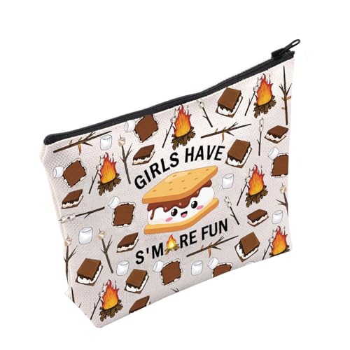 PLITI Camping-Make-up-Tasche, Camping-Liebhaber, Geschenk, Mädchen, Pfadfinder-Geschenk, für Mädchen mit Aufschrift "Have S'More", Reisetasche für Comping-Mädchen, Girls More Fun Bagu, modisch von PLITI