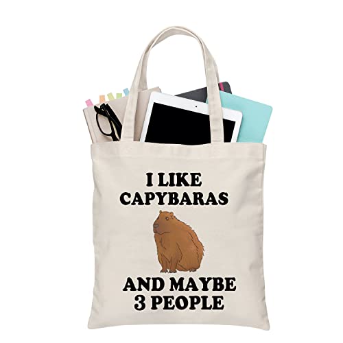 PLITI Capybara Tragetasche Capybara Liebhaber Geschenk I Like Capybaras And Maybe 3 Personen Wildtiere Tierliebhaber Schultertasche, I Like Capybara Tgu, medium von PLITI