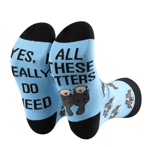 PLITI Otter Socken Otter Liebhaber Geschenk Yes I Really Do Need All These Otters Geschenk Crazy Otter Lady Geschenk Otter Mama Otter Fan Geschenk, All diese Otter-Socken, 6-13 von PLITI