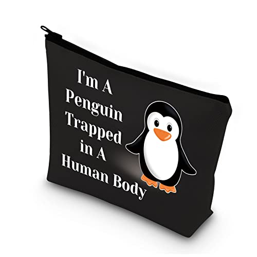 PLITI Pinguin-Make-up-Tasche, Pinguin-Liebhaber, Make-up-Organizer, "I'm a Pinguin", gefangen in einer menschlichen Körper-Pinguin-Kosmetiktasche, Pinguin in Body Blu, 🔸 von PLITI