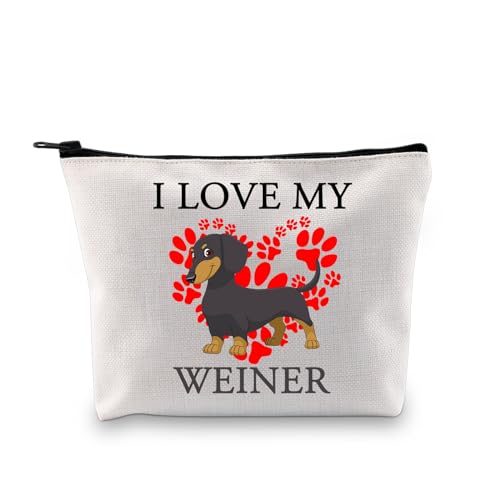 PLITI Weiner Dog Gifts for Women Dackel Lover Makeup Bag Dog Owner Gift I Love My Weiner Dog Mom Birthday Gift, Ich liebe Weiner Bagu, modisch von PLITI