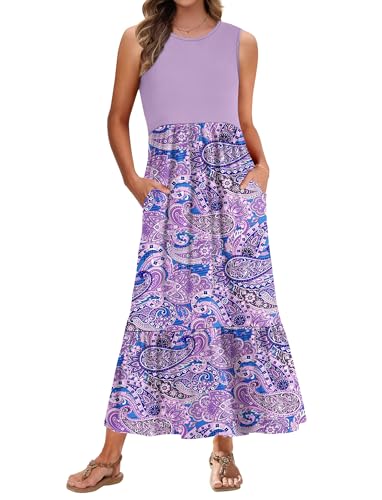 PLMOKEN Sommerkleider Damen Strandkleid Maxikleid - Lang Freizeitkleid Ärmellos leicht und luftig Leicht und Luftig Rundhals Geblümtes Tank Top Kleid PLMOKEN Sommerkleider Damen Strandkleid Maxikleid - Lang Freizeitkleid Ärmellos leicht und luftig Leicht und Luftig Rundhals Geblümtes Tank Top Kleid von PLMOKEN