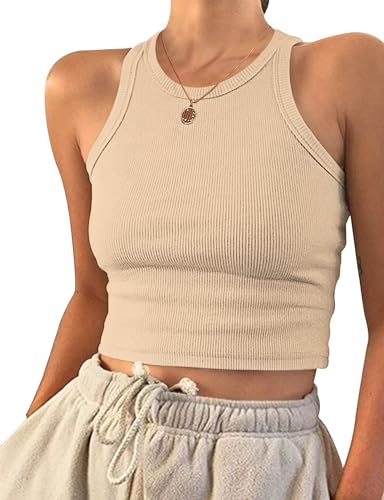 PLOKNRD Beige Tank Tops Frauen Ärmellos Racerback Rundhals Tank Top L von PLOKNRD