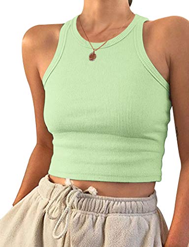 PLOKNRD Damen Ärmellos Racerback Rundhals Tank Top Hellgrün XXL von PLOKNRD