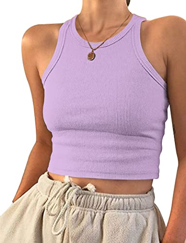 PLOKNRD Damen Ärmellos Racerback Rundhals Tank Top Hellviolett XXL von PLOKNRD