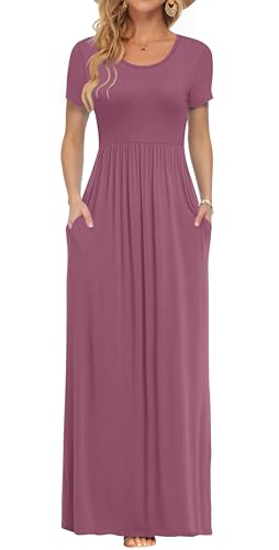 PLOKNRD Damen Sommerkleider Lang Maxikleid Elegant Freizeitkleid mit Taschen S Mauve von PLOKNRD