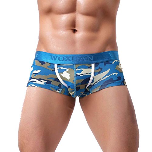 PLOT-Boxershorts Herren,2018 Sommer Basic Camo Komfort Unterhose Männer Sexy Unterwäsche Herren in Vielen Farben,Größe S-XL (L, Blau) von PLOT-Boxershorts