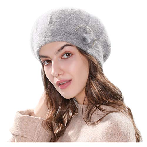 PLOT Damen Wollmütze Einfarbig Barett Mütze Frühling/Herbst/Winter Hut Mädchen Mütze Beanie Baskenmütze Beret Cap von PLOT