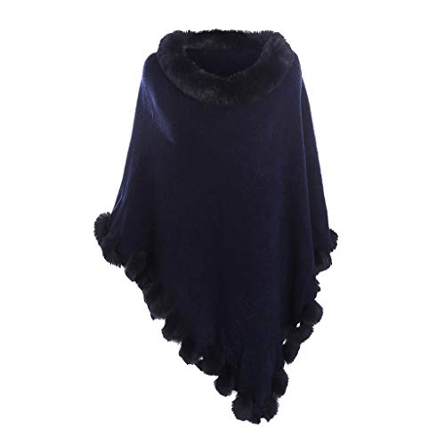 PLOT Stolen für Damen Einfarbig Kaschmir Umschlagtücher Frauen Winter Warm Sweatshirt Poncho Pashminas Umschlagtuch Tücher mit Haarball von PLOT