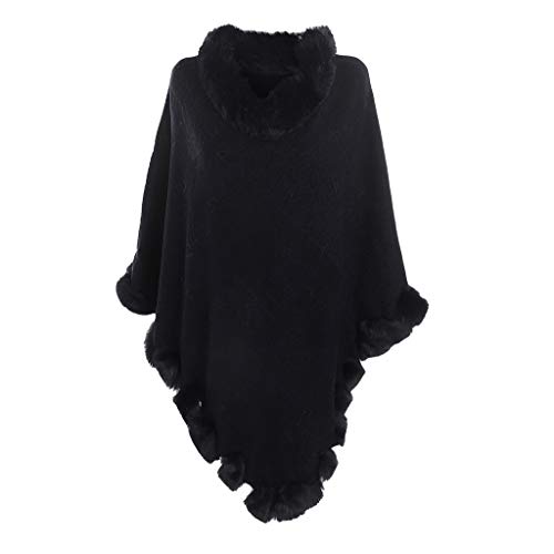 PLOT Stolen für Damen Einfarbig Kaschmir Umschlagtücher Frauen Winter Warm Sweatshirt Poncho Pashminas Umschlagtuch Tücher mit Haarball von PLOT