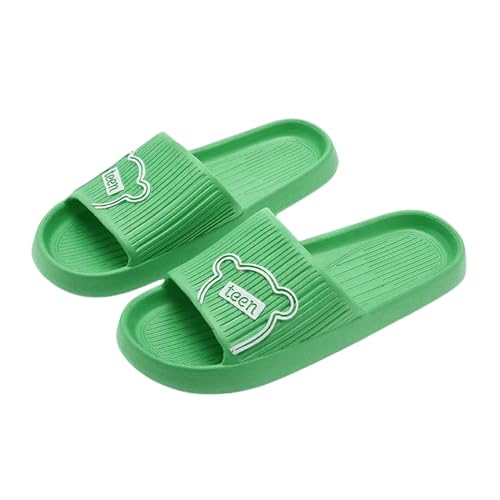 PLOZINDA Hausschuhe Damen Frauen Hausschuhe Haus Sandalen Flip Flops Strand Männer Sommer Paar Unisex No-slip-objektträger-bär-1 Grün-38-39 von PLOZINDA