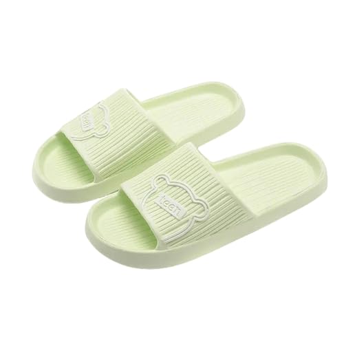 PLOZINDA Hausschuhe Damen Frauen Hausschuhe Haus Sandalen Flip Flops Strand Männer Sommer Paar Unisex No-slip-objektträger-bären-1 Hellgrün-40-41 von PLOZINDA