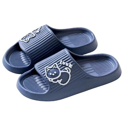 PLOZINDA Hausschuhe Damen Frauen Hausschuhe Haus Sandalen Flip Flops Strand Männer Sommer Paar Unisex No-slip-objektträger-cat-1n-40-41 von PLOZINDA