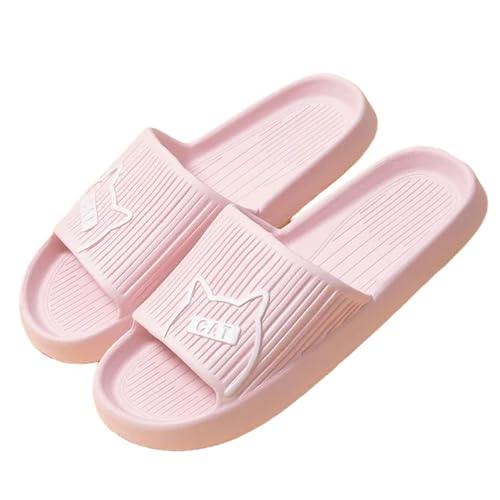 PLOZINDA Hausschuhe Damen Frauen Hausschuhe Haus Sandalen Flip Flops Strand Männer Sommer Paar Unisex No-slip-objektträger-cat-2 P-38-39 von PLOZINDA