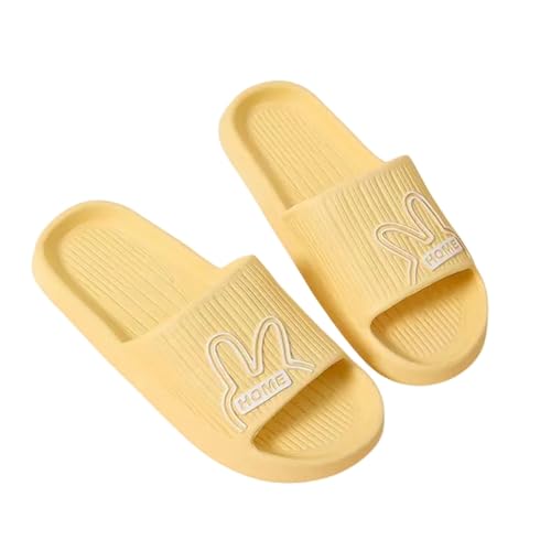 PLOZINDA Hausschuhe Damen Frauen Hausschuhe Haus Sandalen Flip Flops Strand Männer Sommer Paar Unisex No-slip-objektträger-kaninchengelb-36-37 von PLOZINDA