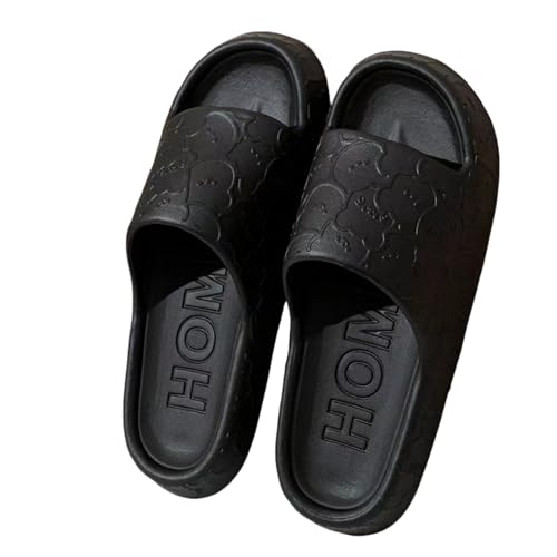 PLOZINDA Hausschuhe Damen Frauen Hausschuhe Strandrutschen Flip Flops Herren Indoor Badezimmer Anti-schlupfschuhe Paar Sandalen-3,0 Cm A-black-36-37 (fit 35-36) von PLOZINDA