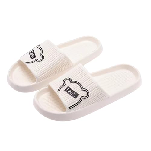 PLOZINDA Hausschuhe Damen Frauen Hausschuhe Strandrutschen Flip Flops Herren Indoor Badezimmer Anti-schlupfschuhe Paar Sandalen-3,0 Cm D-white-40-41 (passform 39-40) von PLOZINDA