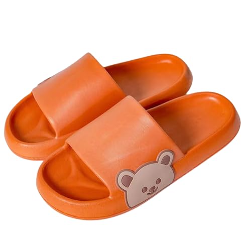 PLOZINDA Hausschuhe Damen Frauen Hausschuhe Strandrutschen Flip Flops Herren Indoor Badezimmer Anti-schlupfschuhe Paar Sandalen-4,0 Cm-orange-36-37 (fit 35-36) von PLOZINDA