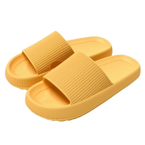 PLOZINDA Hausschuhe Damen Frauen Plattform Pantoffeln Sommer Strand Sandalen Freizeit Innen Badezimmer Anti -slip-gelb-44-45 von PLOZINDA