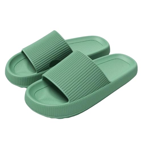 PLOZINDA Hausschuhe Damen Frauen Plattform Pantoffeln Sommer Strand Sandalen Freizeit Innen Badezimmer Anti -slip-grün-44-45 von PLOZINDA