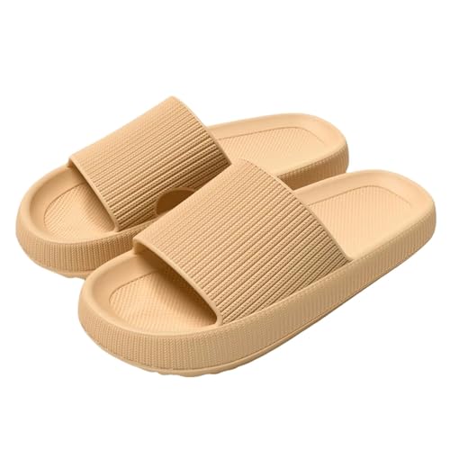 PLOZINDA Hausschuhe Damen Frauen Plattform Pantoffeln Sommer Strand Sandalen Freizeit Innen Badezimmer Anti -slip-khaki-36-37 von PLOZINDA