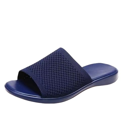 PLOZINDA Hausschuhe Damen Hausschuhe Frauen Frauen Flache Sandalen Lässige Indoor Im Freien Im Freien Slipper Sandalen Für Strand-tiefes Blau-35 von PLOZINDA