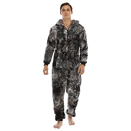 PMDKLSPQ Onesie Herren Kuschelig Herren Jumpsuit Overall Pyjama Overall Warm Hausanzug mit Kapuze Jumpsuit HerrenTeddy Fleece Schlafanzug Süße Bär Ganzkörperanzug Hausanzug Weich Pyjama von PMDKLSPQ