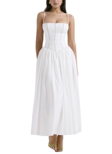 Kleid Blumenkleid Romantisches Maxikleid Trägerkleid Swing-Kleid Feenkleid Süßer Herzausschnitt Korsett Kleid, weiß, M Kleid Blumenkleid Romantisches Maxikleid Trägerkleid Swing-Kleid Feenkleid Süßer Herzausschnitt Korsett Kleid, weiß, M von PMVRTHQV